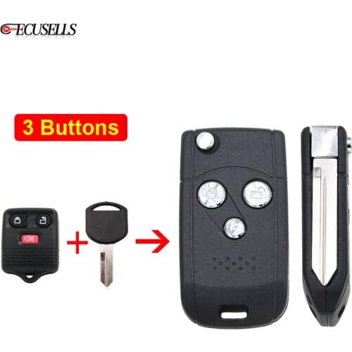 Modified 3 Button Folding Flip Remote Key Shell Case Housing For Ford Ranger Escape Explorer for Mercury for Mazda Uncut Blade