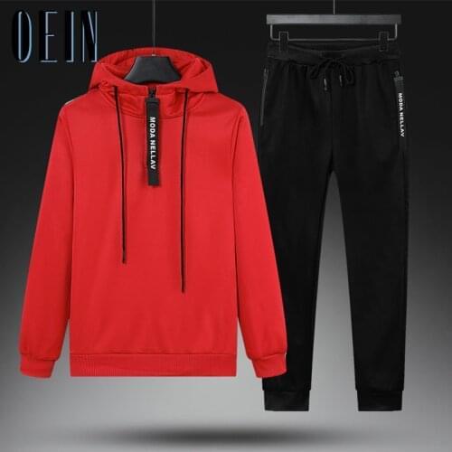 Men Casual Hooded Set 2021 Autumn New Mens Sportswear Hoodies +Sweatpants 2PCS Sets Ropa Hombre Hip Hop Street Loose Tracksuits