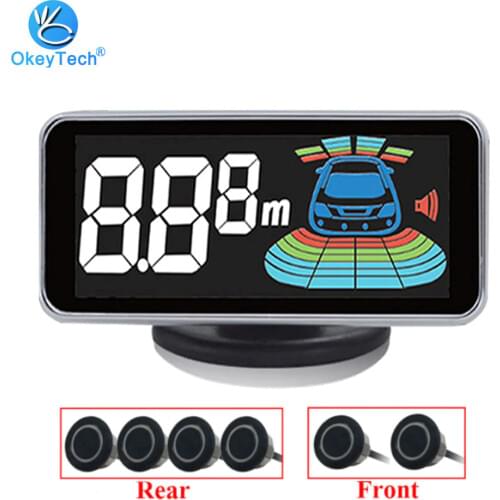 OkeyTech 6 Sensors Car LCD Parking Sensor Kit Display For All Cars Parking Assistance Alarm System Reversing Radar Detector