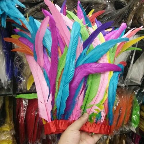 Wholesale 20 Meter Mixed Color Natural Rooster Feathers 25-30 cm/10-12 inch For DIY Clothing Stage Performances Decoration