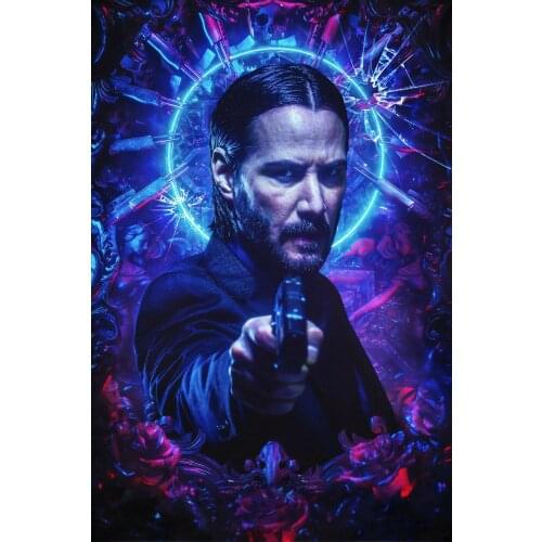 NEW JOHNWICK PARABELLUM POINTING GUN MOVIE Art print Silk poster Home Wall Decor