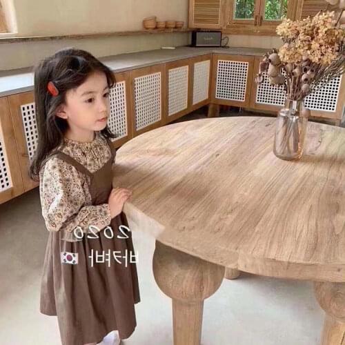 Toddler Girl Clothes Long Sleeve Flower Shirt Halter Skirt Two-Piece Set Baby Girl Outfit Fall Clothes for Kids 2-6 Years 2pcs