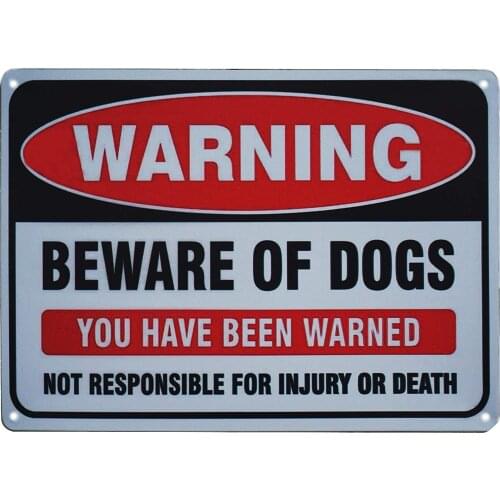 Beware of Dogs Retro Metal Tin Sign Plaque Poster Wall Decor Art Shabby Chic Gift