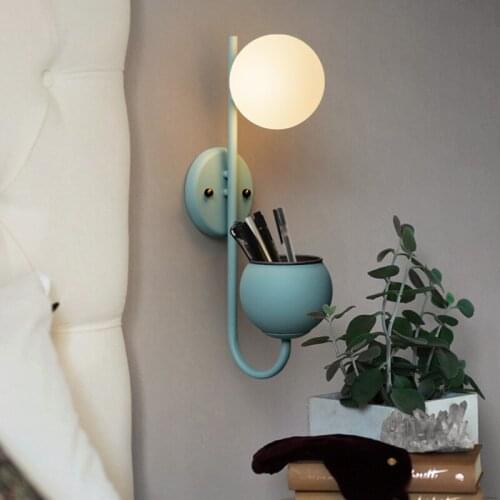 Nordic Bedside Decoration Led Wall Lights Macarons Plant Creative White Glass Parlor Bedroom Aisle Decor Wall Sconce Lighting
