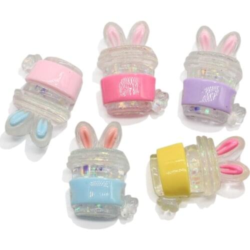 Transparent Clear Rabbit Cup Miniature Resin Flatback Cabochons Ornaments Scrapbooking Diy Handmade Accessories