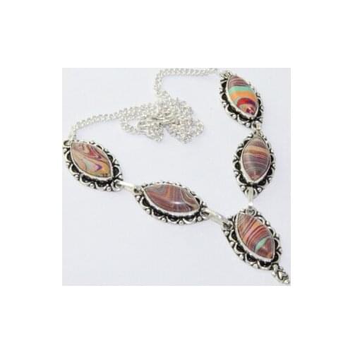 Rainbow Calsilica Necklace Silver Overlay over Copper, 46.5 cm, N1749