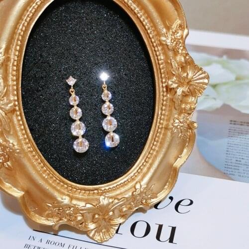 Luxury Shiny Cubic Zircon Earrings For Women Charm Bridal Crystal Long Dangle Earrings Female Wedding Jewelry Accessories