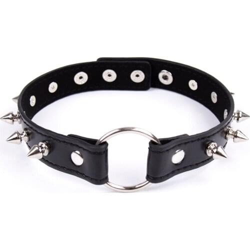 Sexy Adjustable PU Leather Metal Neck Bondage Bdsm Strap-On Toys Sex Toys Couple Cosplay Exotic Accessories