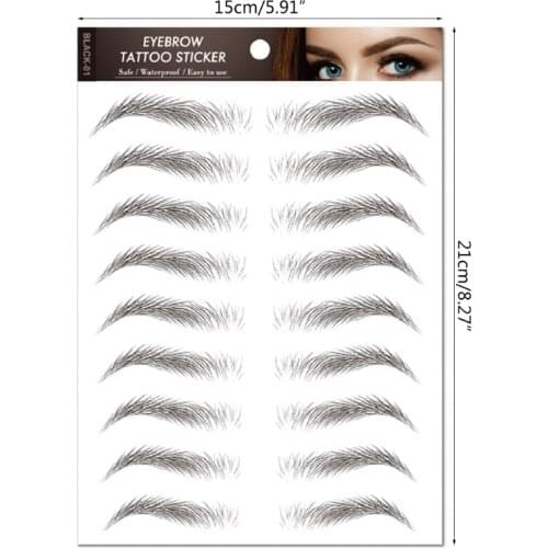 Hair-liked Eyebrow Tattoo Stickers 6D Realistic Stencil Waterproof Makeup Decal Q81B