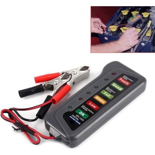 Car Battery Tester 6 LED Light Display 12v car Vehicle Motorcycle Batteries Diagnostic Tool Auto Digital Alternator Tester
