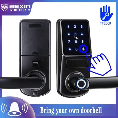 TTLock Built in doorbell single tongue fingerprint password smart lock With WiFi APP Password RFID Unlock A290