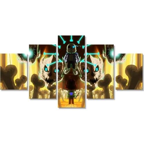 Underrtale Sans Megalovania Wall Art Canvas Painting 5 Pieces Picture Prints Home Decor Poster For Living Room Modular
