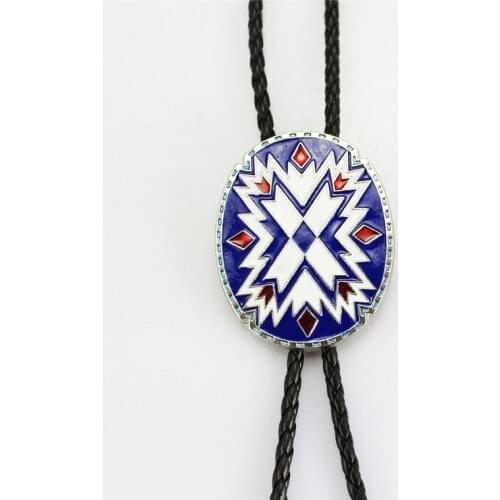 Vintage Western Cowboy Mens BOLO Tie Slide Clip Celtic Totem PU Leather Rope