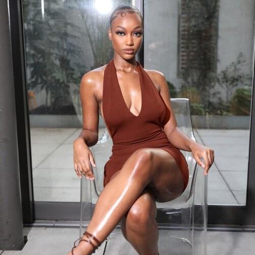 European and American womens 2021 summer new fashion slim bag hip hot girl short bandage V-neck dress summer clothes for women