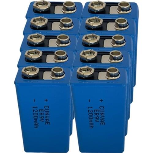 10PCS ER9V 1200mAh 9V Li-SOCl2 Lithium Batteries Bateria For Smoke alarm li-ion battery 6LR61 6F22 electronic thermometer