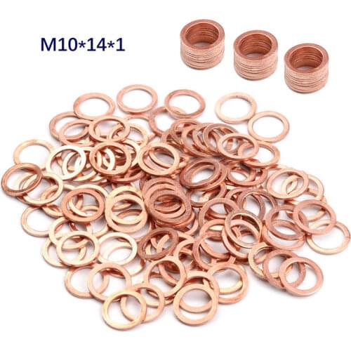 20Pcs/Pack Solid Copper Washer Flat Ring Gasket Sump Plug Oil Seal Fittings 10*14*1MM Washers Fastener Hardware Accessories