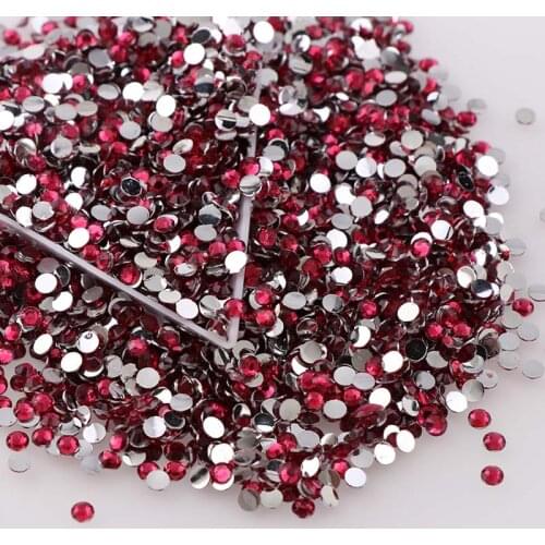 Dark Rose Red 10000pcs 2mm/3mm/4mm/5mm Round Resin Flatback Rhinestones For DIY Nail Art/Jewelry Decoration