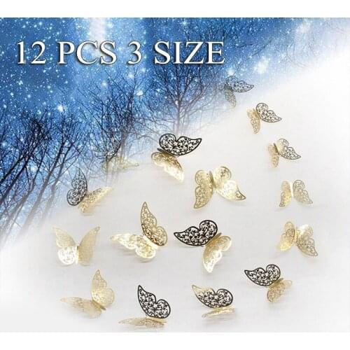 12Pcs 4D Hollow Butterfly Wall Sticker DIY Home Decoration Wall Stickers wedding Party Wedding Decors Butterfly Kids Room Decors