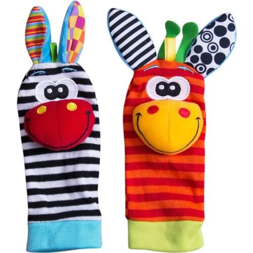 2019 Baby Boys Girls Handbells Toy Baby Rattle Animal Hand Foot Finder Developmental Wrist Strap Soft Newborn Plush Socks 0-3Y