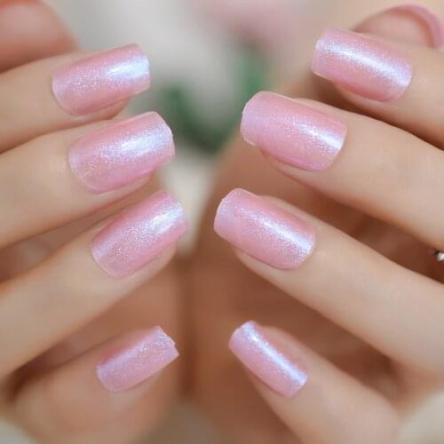 24 New fashion Nail Sweet Candy False Nail Decorative Square Nails Long Paragraph Shinny Pink Color False Nail
