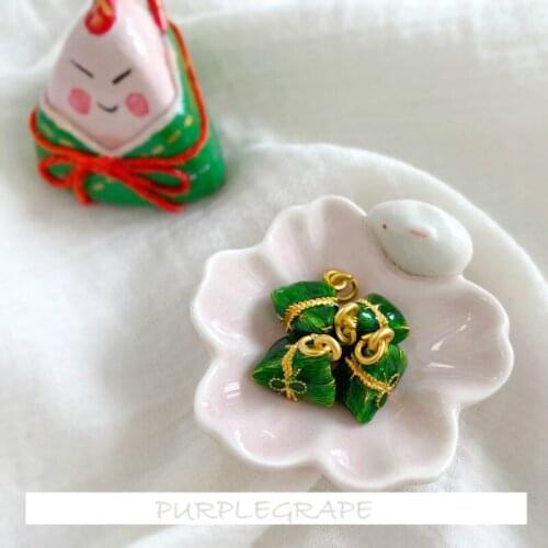 4pcs Fun Dragon Boat Festival 3D Simulation Zongzi Modeling Pendant Homemade Gift DIY Earrings Ear Pendant Pendant Material