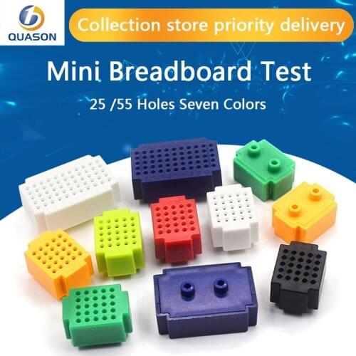 7Pcs/lot 25/55 Tie-point Mini Breadboard Solderless Prototype Test Board Bread Boards 25 Holes 55 Holes Seven Colors For Arduino