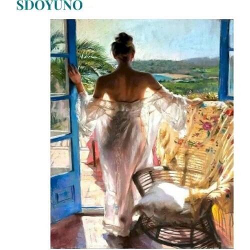 SDOYUNO Acrylic Paint By Numbers Scenery DIY Frameless 60x75cm Painting For Oil Painting By Numbers On Canvas Home Decor