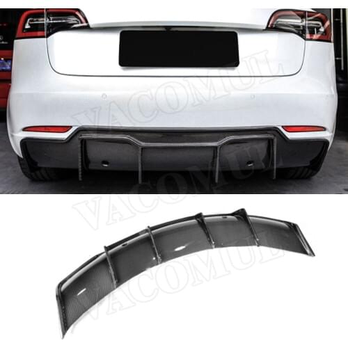Dry Carbon Rear Diffuser Body Kits for Tesla Model 3 2018 2019 2020 Carbon Fiber / FRP Back Bumper Lip Guard Car Styling