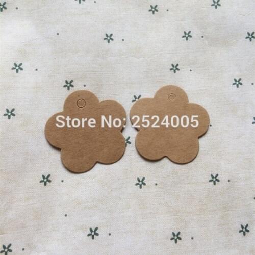 Free shipping in stock 4x4cm flower shape blank tag 350gsm craft paper/paper card hang label