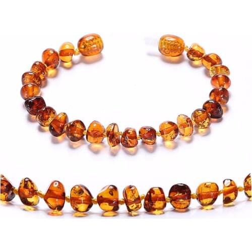 Baltic Amber Teething Bracelet/Anklet for Baby - Simple Package - Lab-Tested Authentic - 4 Sizes - 10 Colors