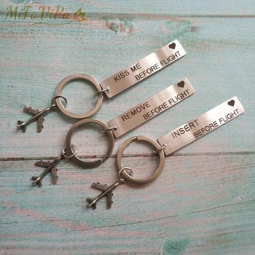 MiFaViPa Plane Pandent Keychain Kiss Me Before Flight Car Key Chains Key Ring Chain for Aviation Gifts Airworthy Metal Keychains