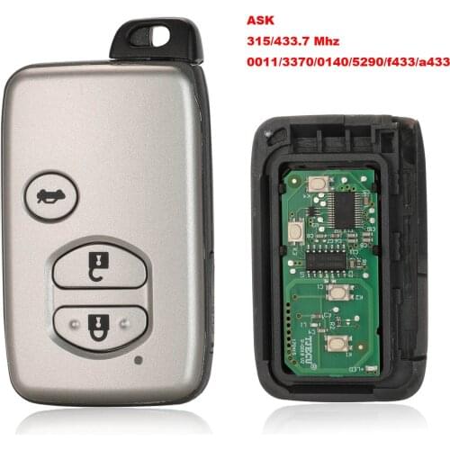 Jingyuqin 0011 F433 a433 3370 5290 0140 Remote 3B Control Car Smart Key Case For Toyota Camry Land Cruiser Key ASK 315/433.7MHZ