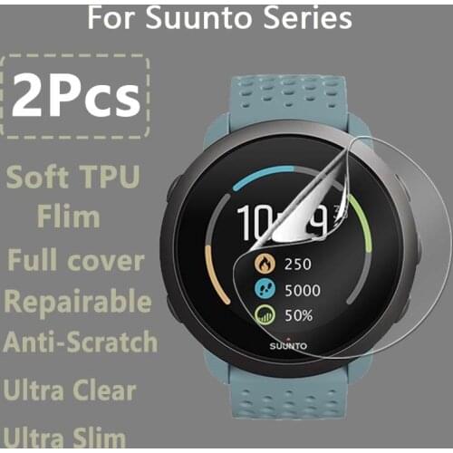 2Pcs For Suunto 9 Peak Baro 7 D5 5 3 Fitness Clear Soft Hydrogel Repairable Protective Film Screen Protector -Not Tempered Glass