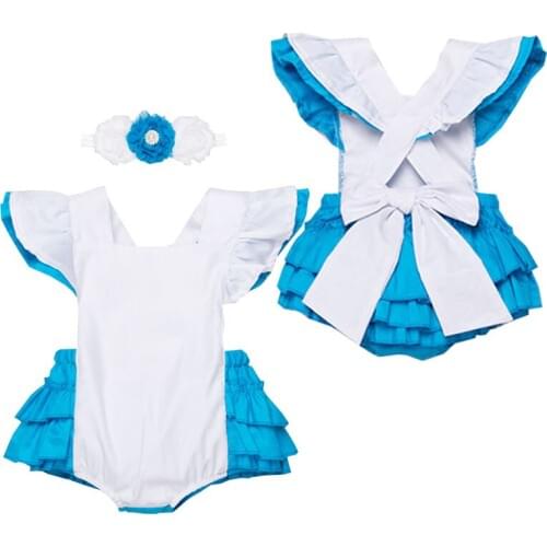 New Born Baby Clothes Set 2020 Fashion Maid Costume+Headband 2pcs Set Sleeveless Bodysuit Ruffles Infant Baby Girl Clothing 0-2T