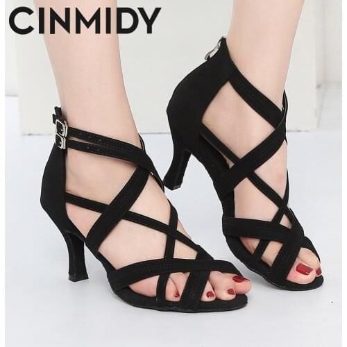 CINMIDY Hot Selling Womens Latin Dance Shoes Ladies Girls Sneaker Tango Jazz Salsa Ballroom Professional Dancing Shoes Black