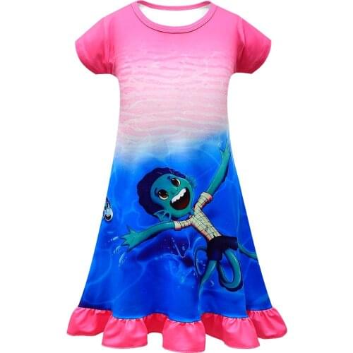 Summer friends sunny Luca Dress Girls Nightdress Clothes Summer Cartoon Nightgown Children Short Sleeve Pajamas Kids Homewear