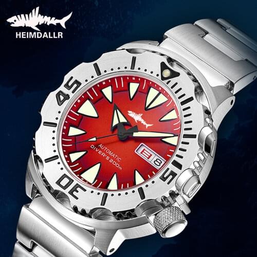 HEIMDALLR Mens Automatic Watch Sharkey Sapphire Crystal 200M Waterproof Divier Watch NH36A Movement Mechanical Watches Mens