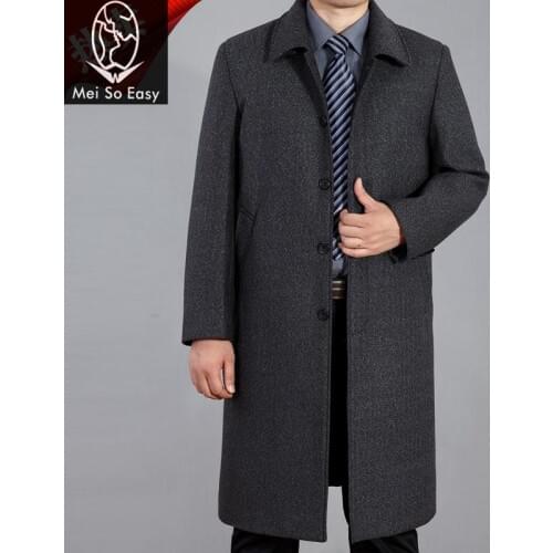 2017 new arrival winter mens long design coat loose casual male woolen overcoat thick fashion high quality plus size M-4XL