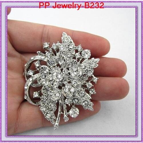 Cheap Wholesale 60PCS/LOT Vintage Style Crystal Flower Brooches