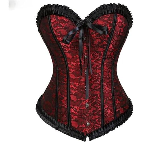 Fashion lingerie sexy lace corset overlay vintage Sapubonva overbust corset tops for women plus size corsets and bustiers