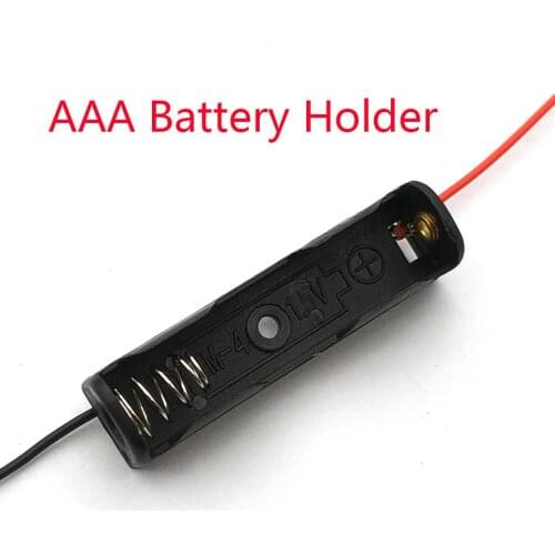 New Plastic AAA Battery Case Holder Storage Box with Wire Leads for AAA Batteries 1.5V Black
