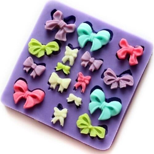 Wholesale Silicone mold RS041 Mini Bow shape Clay mold Decoration Fondant cake mold Free Shipping