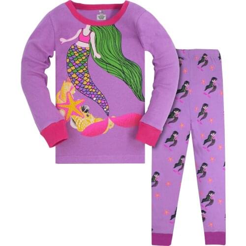 Baby Boys Girls Pajamas New Autumn Long Sleeves Childrens Clothing Sleepwear Cotton Mermaid Pyjamas Sets For Kids 2 3 4 5 6 Yrs