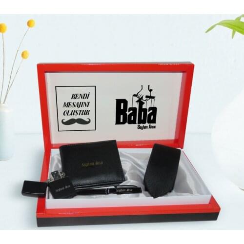 Personalized Custom Godfather Godfather Design Mail In The Box Wallet tie Tack And Pen Gift Seti-5 Special Design friend dear