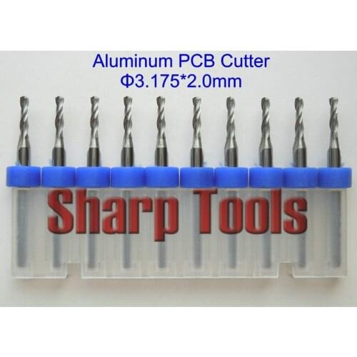 Durable 10pcs 3.175x2.0mm CNC Cutter PCB End Mill, Aluminum Milling Bit, Import Carbide Tools for Engraving Aluminium, Cu, Brass