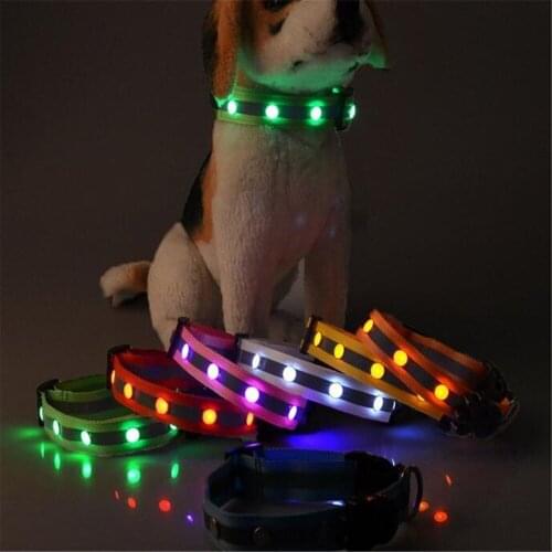 Durable 6 led dog collars Pets Dog Lights Flash Night Safety Nylon Collar Adjustable LED Collar S/M/L LED Nylon Neck Strap