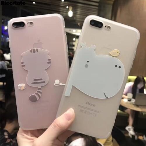 Ricestate Cute animal Case For 6 6s Plus X xr xs max 3D cute hippo Silicone soft Phone Case For iPhone X XS XR MAX TPU Case