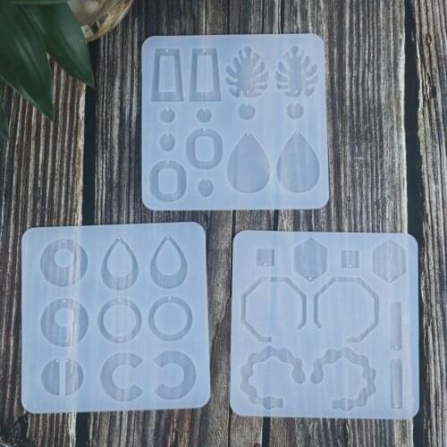 DIY Crystal Epoxy Earrings Ear Pendant Mold Geometric Collection Handmade Resin Mold For Jewelry making