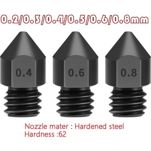 MK7 MK8 Nozzle Super Hard Steel Mold Steel Corrosion-Resistant Extruder Threaded 1.75mm 3D Printer Nozzle for Ender3 Pro