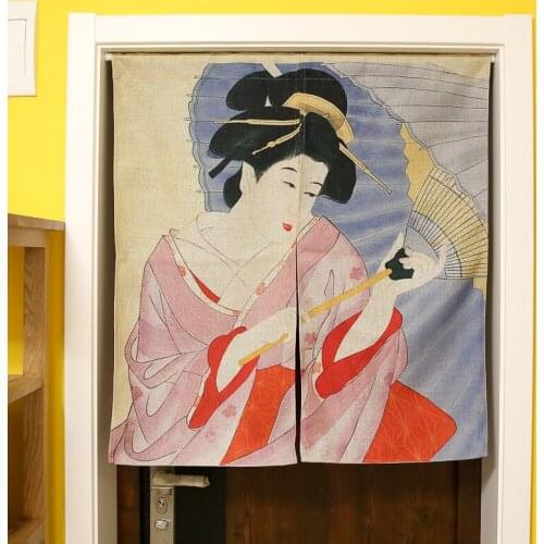 Nice Curtains Japanese Style Partition Cotton Curtain Cloth Japanese Maid Koi Carp Door Hanging Curtain